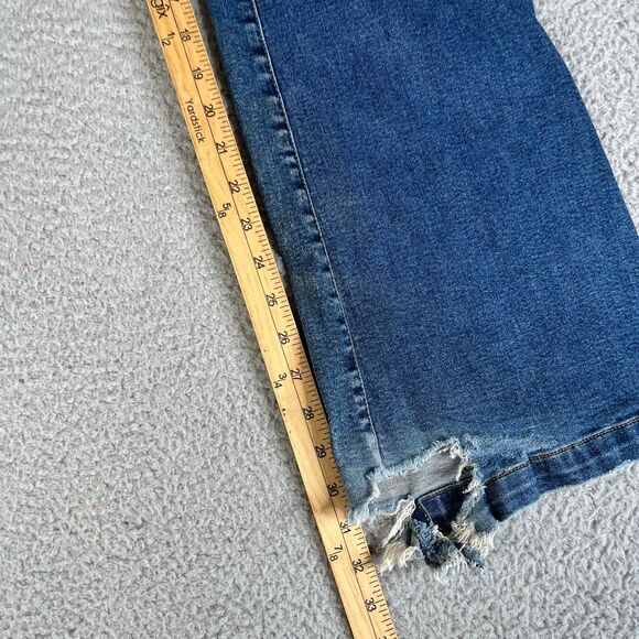 Wide Leg Flare Jeans Womens 31 Blue Distressed Stretch  Mid Rise 30x32 Sailey - Picture 11 of 13